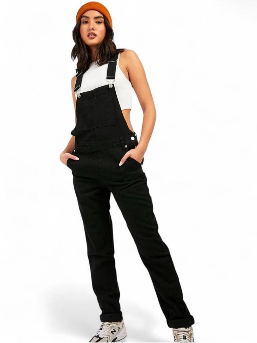 Boohoo Boyfriend Black Denim Overalls
